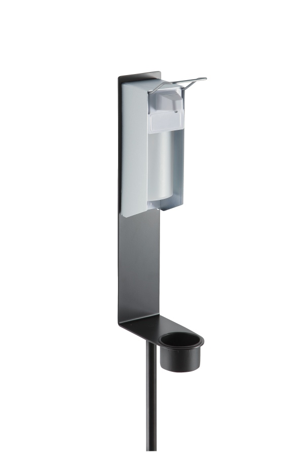 Disinfectant stand including dispenser